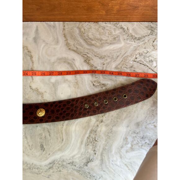 Jill Stuart Gold Medallion Studded Wide Statement Belt Brown - Picture 13 of 14